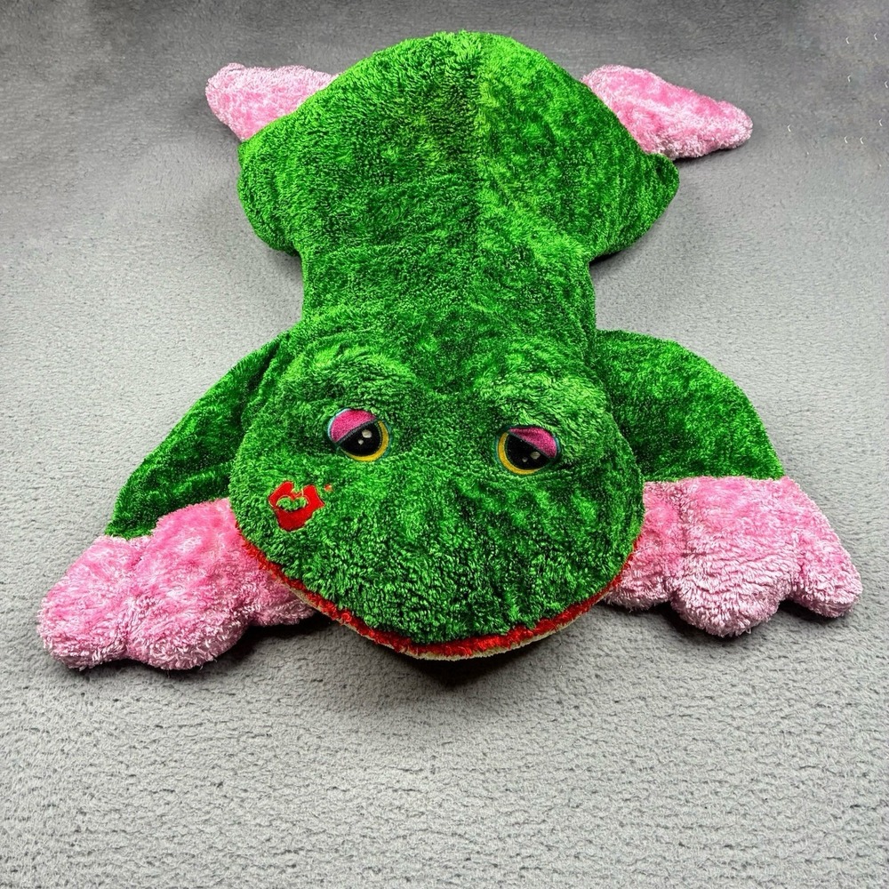 Dan Dee Collectors Choice 33" Frog Plush Red Kiss Laying Stuffed Animal